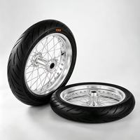 Juego de Ruedas Light Bee Ultra Bee de 17 Pulgadas con Neumáticos Plateados 70/90-17 y 90/80-17, Ruedas Supermoto para LBX