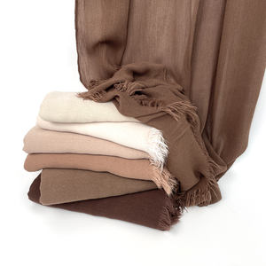 SheliaファッションソフトビスコースHijabsイスラム教徒女性カスタムレーヨンモーダルソリッドヘッドスカーフコットンタッセルショール - Product Image 2