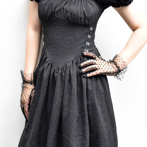MIO nouvelle mariée accessoires de mariage mitaines femmes Sexy à pois dentelle gants respirant élégant Vintage gaze court poignet gants - Product Image 5