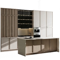 Ensemble complet d'armoires de cuisine vintage de luxe en mélaminé, design classique intelligent, pour îlot central