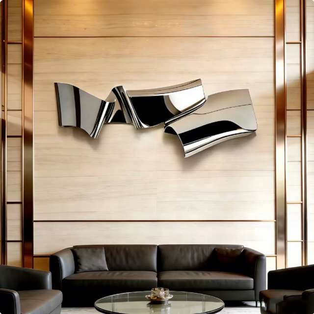 Luxury Wall Decorative Sculptures Home Decoration Stainless Metal Finish Hanging Arts Crafts Wall Decor
