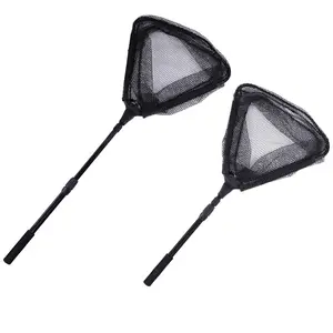 Aluminum Alloy Rubber Coated Fish Landing Net Foldable Telescopic Sea Fly Fishing Net handle floating rubber fishing landing