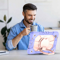 Étui antichute en silicone pour tablette Samsung Galaxy Tab A11/A9 8,7 pouces, coque antichoc avec bandoulière et support rotatif
