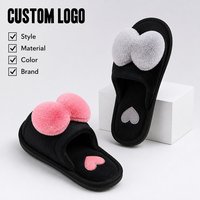 Sandal Rumah Pria Logo Kustom Motif Bunga Hati Lucu untuk Musim Dingin, Hangat, Anti Selip, Sol Tebal, Grosir, Langsung dari Pabrik