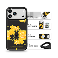 Coque de téléphone AG Feeling Black Edge avec motif orange doré pour iPhone 17, 17 Pro Max, 16 Pro, 15 – Coque magnétique