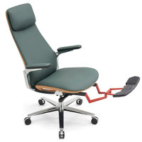 Nouvelle chaise de direction ergonomique en cuir avec repose-pieds, dossier et appuie-tête réglables, design moderne pour bureau/salle d'étude