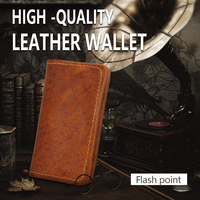 Dompet Kulit Asli Buatan Tangan Wanita Pria, Tempat Kartu Multi-fungsi, Desainer Vintage, Tempat Kartu Kredit RFID, Dompet Kecil