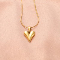 Amour En Acier Inoxydable Coeur Collier Mode Romantique Pendentif Serpent Os Chaîne Poli Coeur Charme Collier