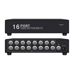 جهاز تقسيم وتحويل الفيديو تونلي 1 مدخل و16 مخرج، 16 منفذ BNC، CVBS بدقة 1080p، نطاق ترددي 350 ميجاهرتز، هيكل معدني، يعمل بجهد 12 فولت تيار مستمر - Product Image 1