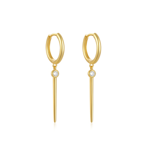 CANNER Boucles d'oreilles créoles longues à pampilles et rivets en argent 925 plaqué or 18 carats, pampilles unies pour femme - Product Image 1