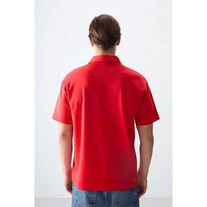 Polo en coton Oxford pour homme Fiesta, manches courtes, coupe ample, anti-rétrécissement, rouge basique 88382 - Product Image 1