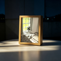 Caja de Luz LED de Estilo Nórdico con Marco de Madera, Escena Tridimensional Iluminada, Decoración Moderna para Pared o Escritorio, para Oficina o Estudio