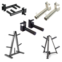 Crossfit Attachments Power Cage Rack J-Hooks Dip Bars Weight Plate Holders T-Bar Row Platform Barbell Clamp Colliers Cintres