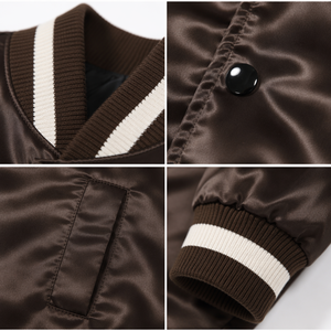 <b>Men's</b> Varsity <b>Jacket</b> Oversized <b>Baseball</b> Bomber Coat Contrast Ribbed Trim Snap Button Streetwear Snap button <b>jacket</b> - Product Image 4