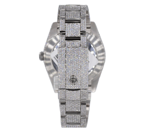 Montre pour homme <span class=keywords><strong>ROLX</strong></span> Silver, cadran romain, entièrement sertie de diamants Moissanite, mouvement automatique 22 carats, fabrication artisanale - Product Image 4