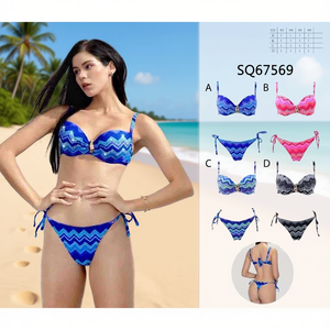 Set bikini HDJ con push-up e ferretto, costume da bagno con motivo a chevron, abbigliamento da spiaggia da donna, taglia 42 44 46 48 - Product Image 3