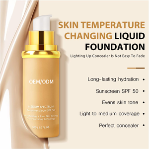 Fond de teint liquide bio 4-en-1 éclaircissant SPF 50, fini mat, contrôle du sébum, protection solaire – Meilleure vente - Product Image 1