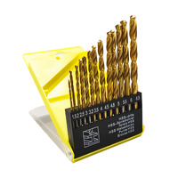 13 pièces boîte en plastique HSS haute vitesse tige droite titane jeu de forets hélicoïdaux pour acier inoxydable fer bois aluminium-005