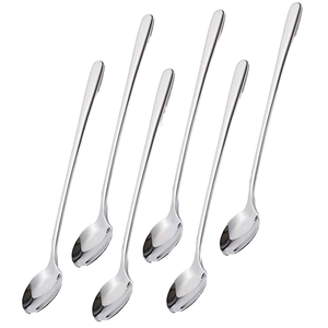 Cuillères à glace et à cocktail modernes en acier inoxydable miroir avec long manche pour cadeaux promotionnels - Product Image 1