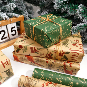 Wholesale 80g <b>Christmas</b> Kraft <b>Paper</b> 43*300cm Gift Luxury Custom Packaging Wrapping <b>Paper</b> Roll - Product Image 3
