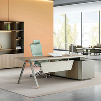 Boss Executive Escritorio de oficina extensible de madera moderno con silla Combinación Escritorio de computadora