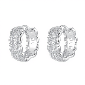 VVS D Color Moissanite <b>Hoop</b> Huggie Earrings 925 <b>Sterling</b> <b>Silver</b> 18K White Gold Plated Brilliant Cut Iced Cluster Jewelry women - Product Image 4