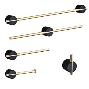 Saint Ruijia <b>Towel</b> Bar 304 Stainless Steel Black Gold No Drill <b>Bathroom</b> Accessory - Product Image 4