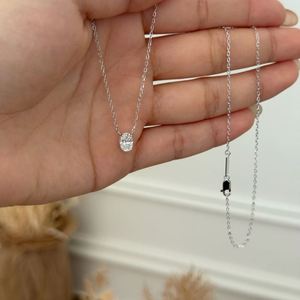Dylam Jewelry Classic Collection 925 Sterling Silver Link Chain 1ct <b>D</b> VVS1 Moissanite Stone Oval Shape Pendant <b>Necklaces</b> - Product Image 6