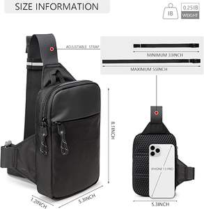 Sac à bandoulière mini tendance été fabriqué en usine au Vietnam pour hommes et femmes, petit sac à bandoulière avec fermeture éclair, étanche, pour téléphone, voyage, entraînement - Product Image 4