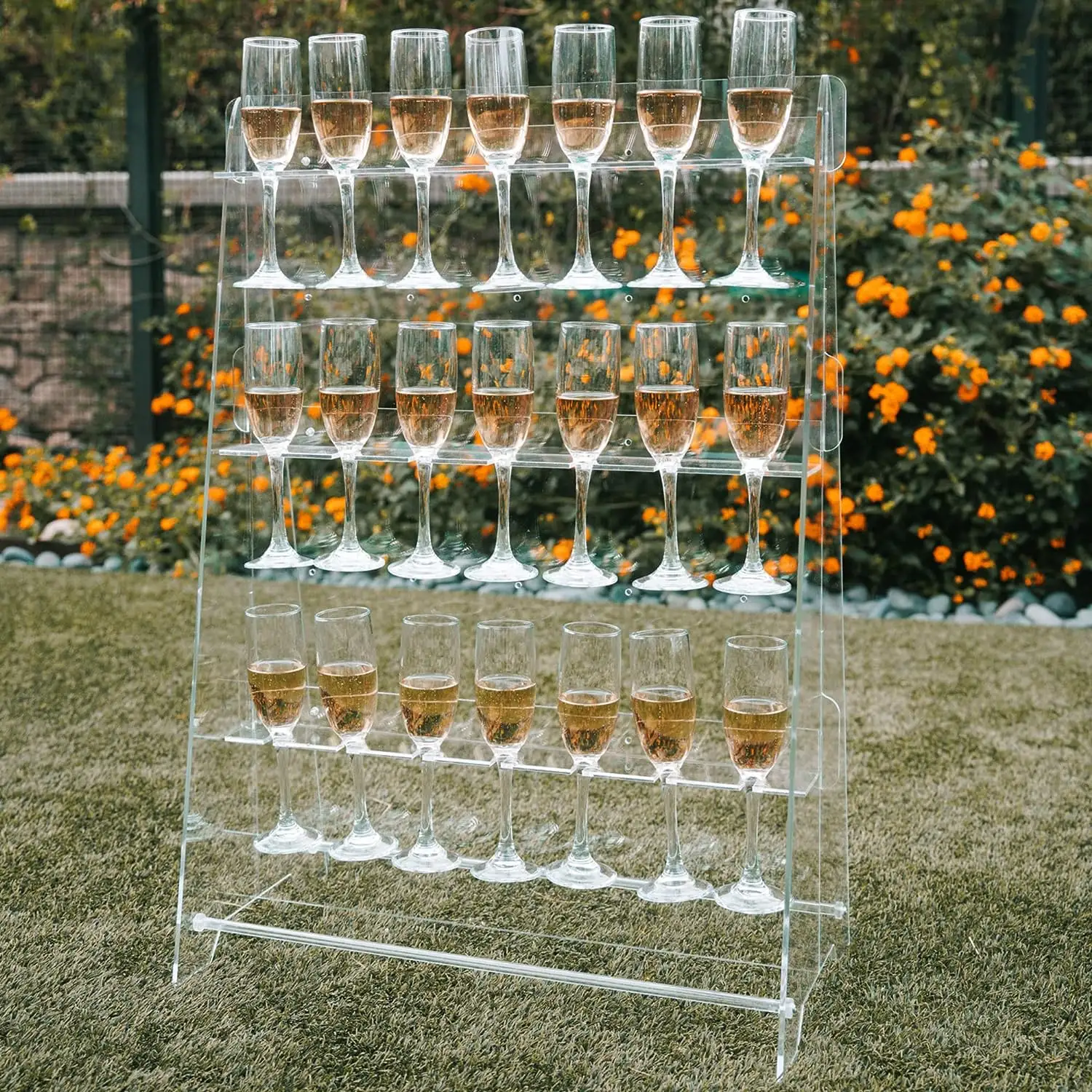 2 ב 1 שמפניה קיר מחזיק למסיבה מודרני אקריליק סופגנייה Stand חתונת דקור 25 חטיף פיני מימוזה בר קישוטים