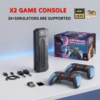 X2 Bleu et Noir 128G 40000+ Jeux 4K Stick de Jeu Rétro 3D HD Consoles de Jeux Vidéo Manette Sans Fil Émulateur TV