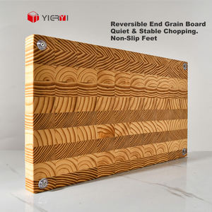 Tablas de cortar grandes de madera con veta de extremo, reversibles, tipo bloque de carnicero, para cocina, carne, servicio de alimentos al aire libre y corte. - Product Image 3
