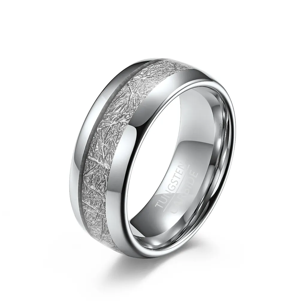 Top Quality 4 6 8mm Silver Plated Inlaid Ice Silk Tungsten Steel Ring Proposal Wedding Couple Rings for Male And Female