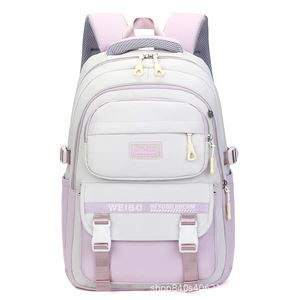 Weibo Student <b>Backpack</b> 15 Inches Color Blocking Girls <b>School</b> Education <b>Backpack</b> With Interior Zipper Pocket - Product Image 2