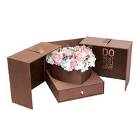 Boîte à fleurs rigide en forme de cœur, écologique et luxueuse, avec finition mate, fermeture magnétique, ruban, ouverture double face, boîte cadeau tiroir