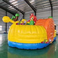 Château gonflable Snail Forest avec toboggan en spirale, tunnel et jeu d'obstacles pour la location commerciale