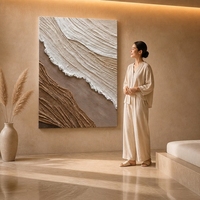 Peinture murale abstraite sur toile, texture vague de sable crème côtière, pour salon, décoration Wabi-Sabi Boho
