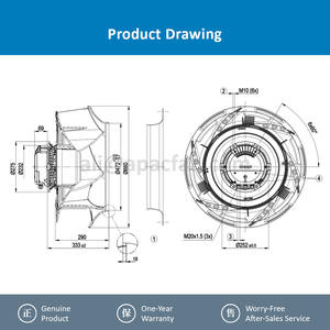ebmpapst R3G630-RB32-03 3600W 400V 5.5A 630mm Roulement à billes OEM ODM Unité de traitement de l'air Climatisation Ventilateur centrifuge de refroidissement EC - Product Image 4