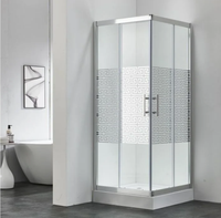 Kit de cabine de douche d'angle, verre trempé givré de 8 mm, panneaux de verre imprimés en soie de sécurité