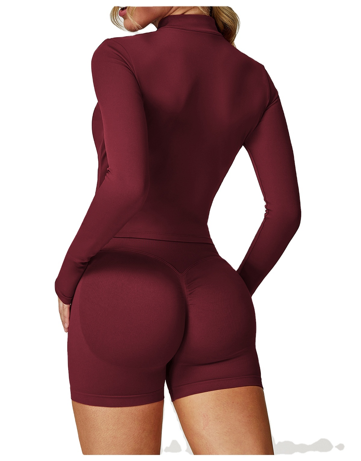 Zip-Up Activewear Set (LJ-8503): closure, strap or waistband adjustment reference