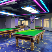 Table de billard de luxe 9FT en ardoise, table de snooker professionnelle avec système de retour de billes, poches en cuir, personnalisable OEM pour usage commercial