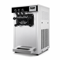 Machine à crème glacée commerciale entièrement automatique, 3 têtes, en acier inoxydable 304, pour café et pâtisserie, 20-25L/h