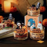 Bougie décorative effrayante pour Halloween, en verre, avec motifs de démon de la récolte, citrouille, squelette, œil et fantôme, pour la table de fête d'Halloween