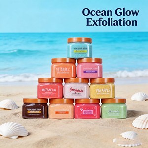 Gommage exfoliant au sucre et au <span class=keywords><strong>sel</strong></span> infusé aux herbes et à la vitamine C, parfumé aux fruits, éclaircissant, nettoyant, rafraîchissant pour la peau de poulet - Product Image 1