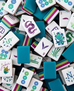 Juego de Mahjong Americano de Acrílico de 4 Capas, 160 Fichas Grabadas en Azul <span class=keywords><strong>Coral</strong></span>, para Noches de Juego en Familia y Regalos Navideños - Product Image 1