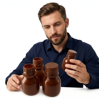 Botol kesehatan Mini isi panas PP oranye bening dan putih kustom botol tembak 2 ons 60ml botol Gerinda pendorong