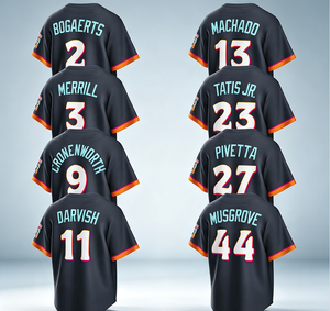 Nouveau Maillot de <span class=keywords><strong>Baseball</strong></span> San Diego 3 Merrill 2026 pour Hommes – Broderie Respirante Fernando Tatis Jr. 23 et Machado 13 - Product Image 1
