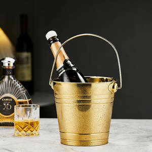 Enfriador de Lujo para Vino, Cerveza y Champán, Cubo de Hielo Metálico de Doble Pared con Asas Laterales para <span class=keywords><strong>Bar</strong></span>, Hotel y Fiestas - Product Image 5