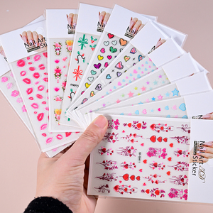 1 pieza de pegatinas 5D en relieve de labios rojos sexys para decoración de uñas, con estrellas y flores, autoadhesivas, coloridas, para el Día de San Valentín - Product Image 1
