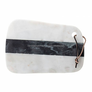 Planche à découper ronde en marbre blanc avec manche de couteau en acier inoxydable, compatible lave-vaisselle, produit de qualité supérieure pour usage culinaire - Product Image 3